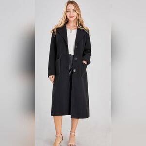 Elegant Black Longline Teddy Coat